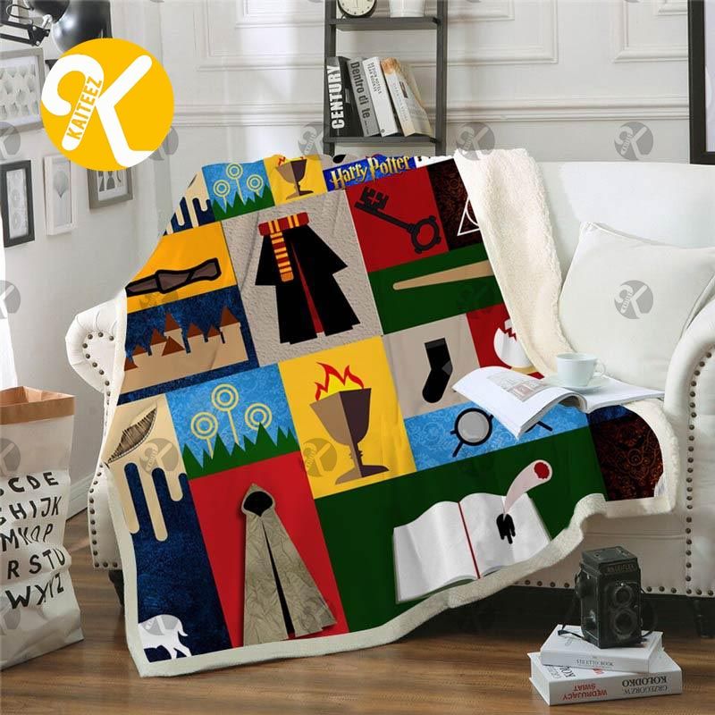 Harry Potter All Magic Things In Checker Board Throw Fleece Blanket Harry Potter All Magic Things In Checker Board Throw Fleece Blanket