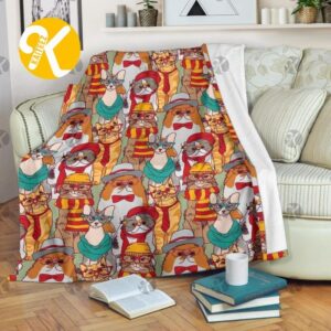 Harry Potter Funny Gryffindor Cat Emotions Pattern Sherpa Throw Blanket