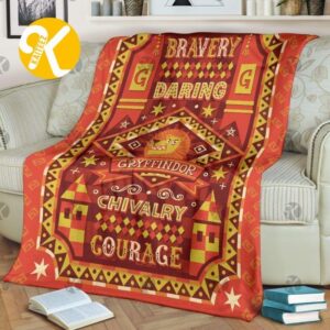 Harry Potter Gryffindor Bravery Daring Chivalry Courage In Red And Yellow Native Pattern Sherpa Throw Blanket