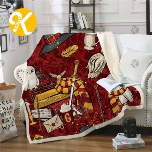 Harry Potter Gryffindor Hogwarts Magic Stuff All Over Printed Sherpa Throw Blanket