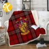 Harry Potter Gryffindor Signature Symbol In Red Royal Pattern Background Sherpa Throw Blanket