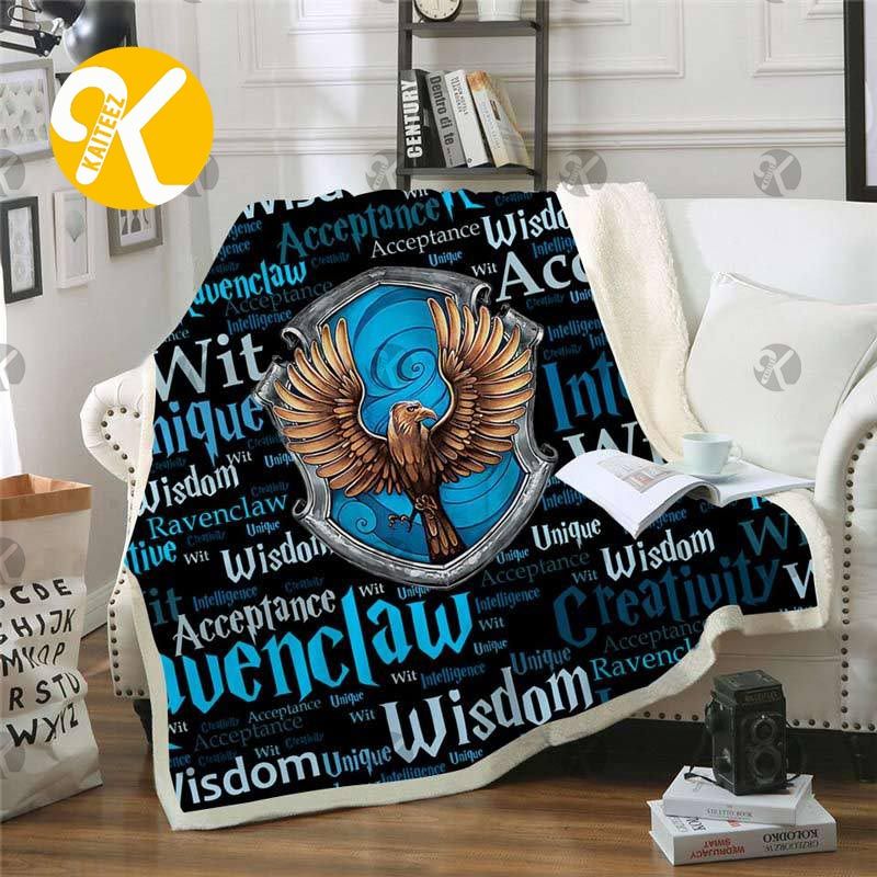 Harry Potter Ravenclaw Symbol In Navy Background With Descriptives Adjectives Pattern Sherpa Throw Blanket Harry Potter Ravenclaw Symbol In Navy Background With Descriptives Adjectives Pattern Sherpa Throw Blanket