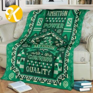 Harry Potter Slytherin Ambition Power Cunning In Green Native Pattern Sherpa Throw Blanket