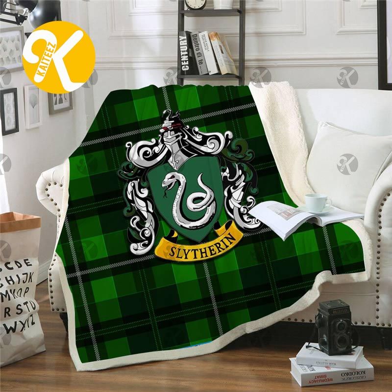 Harry Potter Slytherin Big Signature Symbol In Green Plaid Throw Fleece Blanket Harry Potter Slytherin Big Signature Symbol In Green Plaid Throw Fleece Blanket