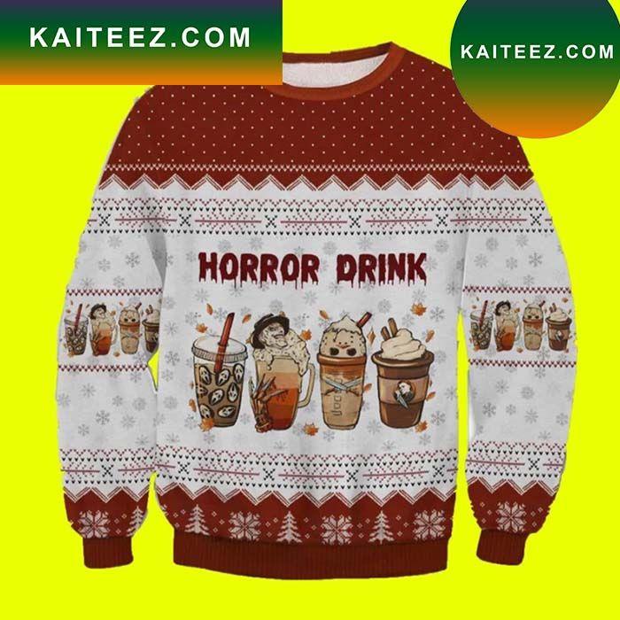 Horror Drink Xmas Ugly Christmas Sweater Horror Drink Xmas Ugly Christmas Sweater