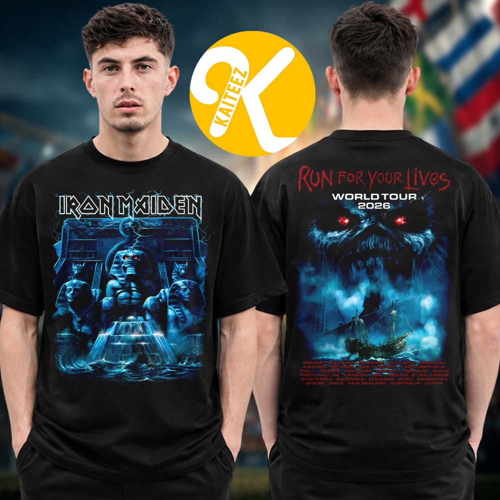 Iron Maiden Merch Run For Your Lives 2026 Tour Powerslave Mariner Two Sided Unisex T-Shirt Iron Maiden Merch Run For Your Lives 2026 Tour Powerslave Mariner Two Sided Unisex T-Shirt