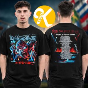 Iron Maiden Run For World Tour 2026 Eddie Cyber Electric Tour Dates Two Sided Unisex T-Shirt