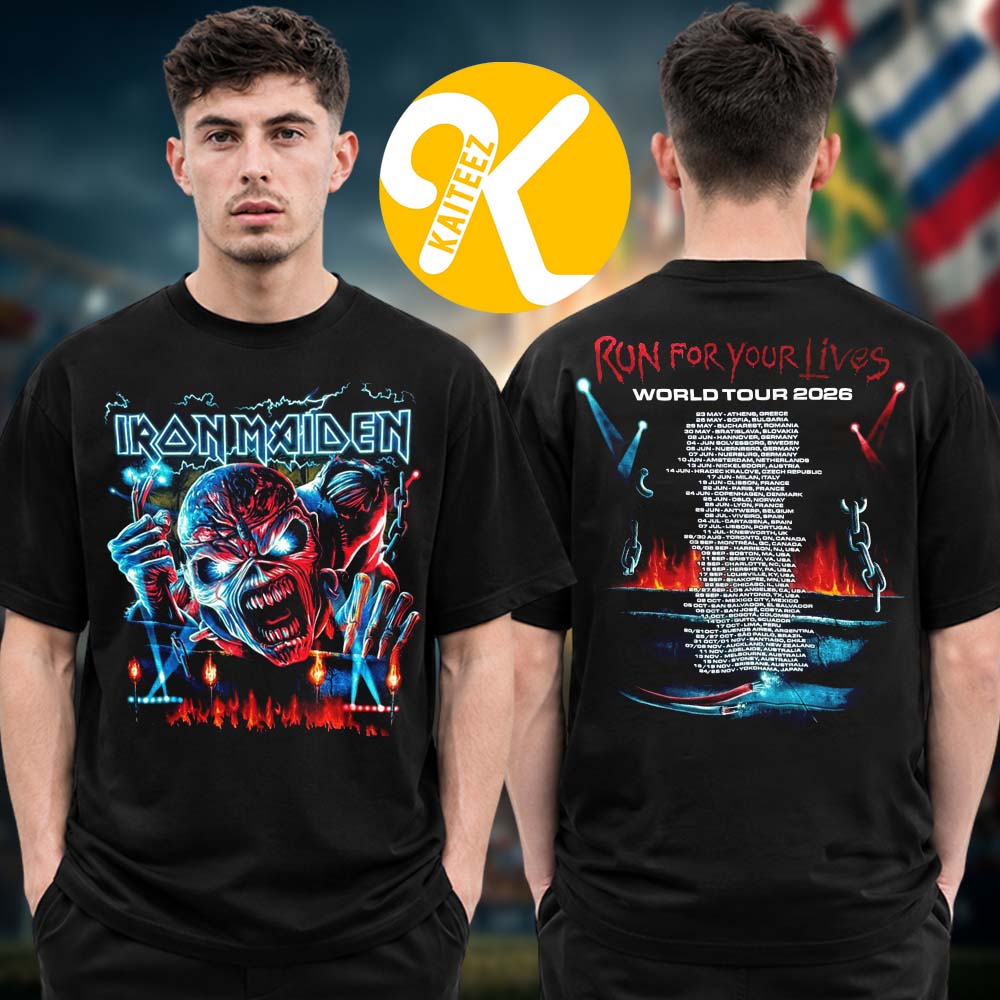 Iron Maiden Run For World Tour 2026 Eddie Cyber Electric Tour Dates Two Sided Unisex T-Shirt Iron Maiden Run For World Tour 2026 Eddie Cyber Electric Tour Dates Two Sided Unisex T-Shirt