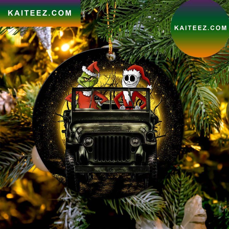 Jack Nightmare Before Christmas And Grinch Ride Jeep Moonlight Hallowwen Mica Circle Grinch Decorations Outdoor Ornament Jack Nightmare Before Christmas And Grinch Ride Jeep Moonlight Hallowwen Mica Circle Grinch Decorations Outdoor Ornament