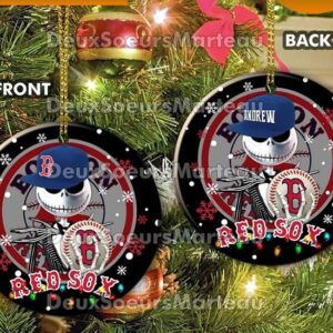 Jack Skellington Boston Red Sox Christmas Ceramic Christmas Ornament