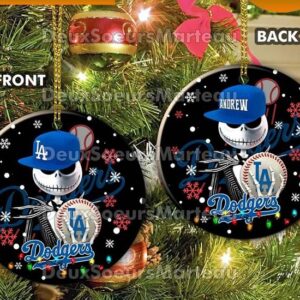 Jack Skellington Los Angeles Dodgers Christmas Ceramic Christmas Ornament
