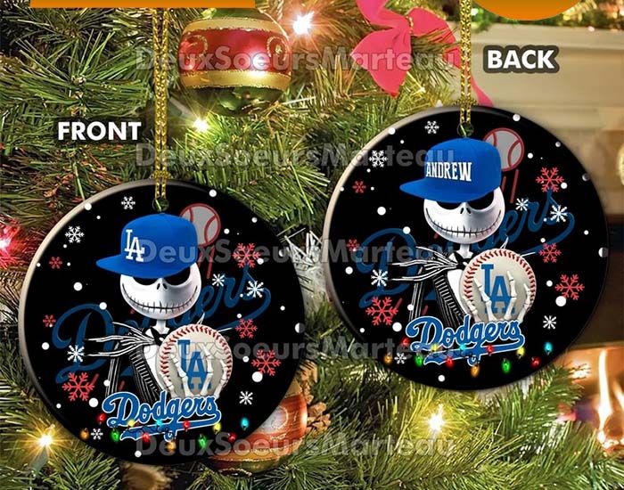 Jack Skellington Los Angeles Dodgers Christmas Ceramic Christmas Ornament Jack Skellington Los Angeles Dodgers Christmas Ceramic Christmas Ornament