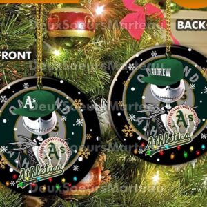 Jack Skellington Oakland Athletics Christmas Ceramic Christmas Ornament