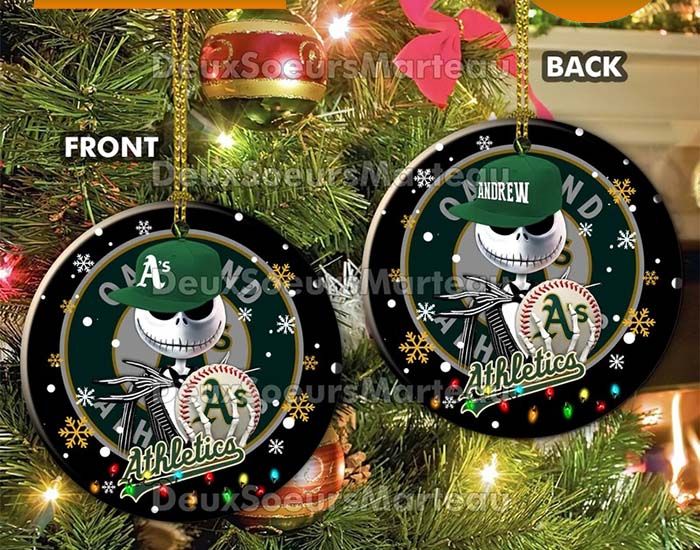 Jack Skellington Oakland Athletics Christmas Ceramic Christmas Ornament Jack Skellington Oakland Athletics Christmas Ceramic Christmas Ornament