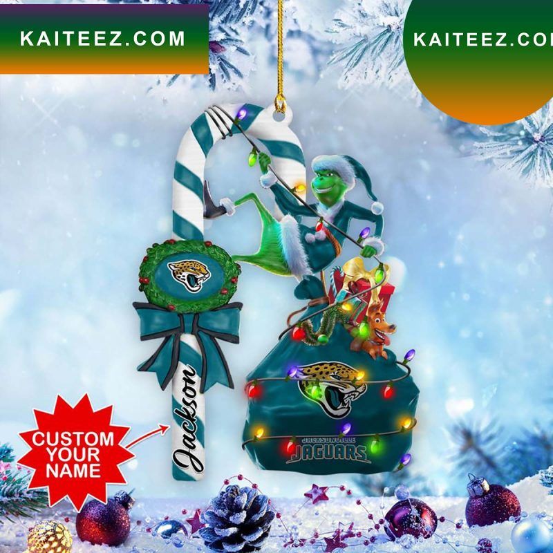Jacksonville Jaguars NFL Custom Name Grinch Candy Cane Grinch Decorations Outdoor Ornament Jacksonville Jaguars NFL Custom Name Grinch Candy Cane Grinch Decorations Outdoor Ornament