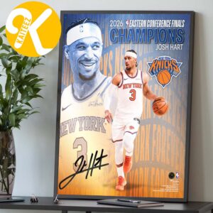 Josh Hart New York Knicks Eastern Conference NBA 2025 2026 Finals Champions Collage Photograph Home Decor Poster Canvas