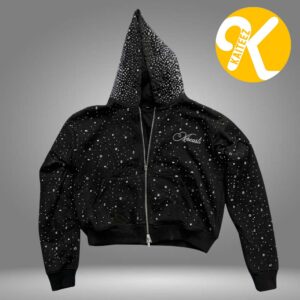 Khan Asadi Merch Rhinestone Black Zip Up Jacket Hoodie