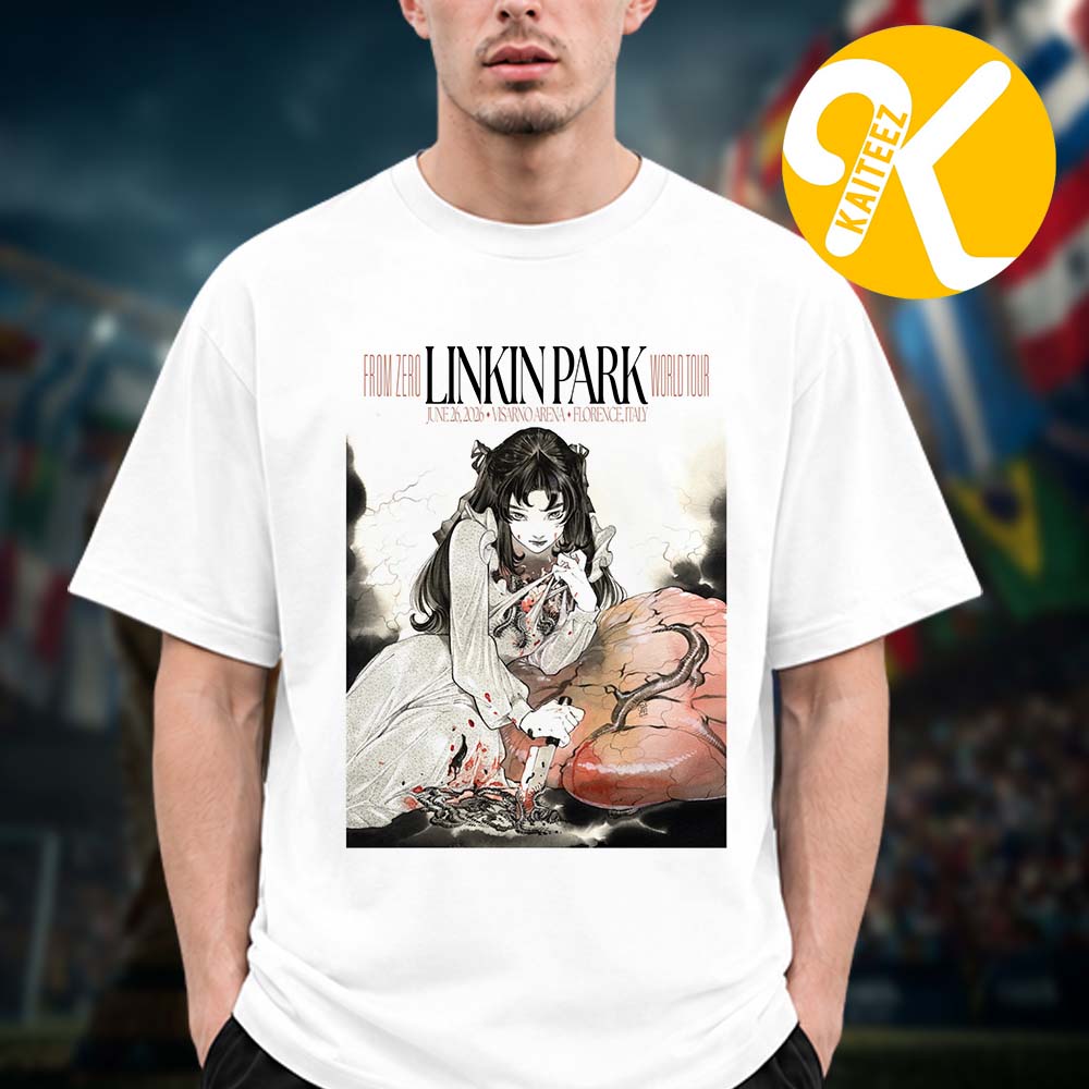 Linkin Park From Zero World Tour 2026 At Visarno Arena In Florence Italia On June 26th 2026 Art By Peach Momoko Unisex T-Shirt Linkin Park From Zero World Tour 2026 At Visarno Arena In Florence Italia On June 26th 2026 Art By Peach Momoko Unisex T-Shirt
