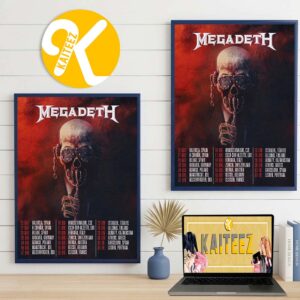 Megadeth European Tour 2026 Vic Rattlehead Schedule Home Decor Poster Canvas