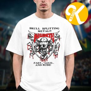 Megadeth Merch Europe Tour 2026 Skull Splitting Metal Vintage White Tee