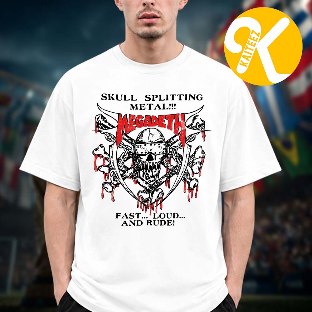 Megadeth Merch Europe Tour 2026 Skull Splitting Metal Vintage White Tee Megadeth Merch Europe Tour 2026 Skull Splitting Metal Vintage White Tee
