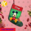 Mickey Mouse Cute Pattern In Blue Background Custom Name Christmas Stocking