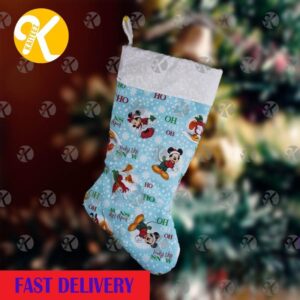 Mickey Mouse Pattern Playing Under The Snow Background Christmas stocking