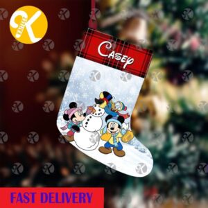 Mickey Mouse Playing With Friend Under The Snow Personalized Christmas Stocking