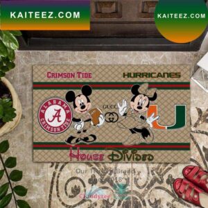NCAA Crimson Tide vs Hlirricanes Gucci Mickey Minnie Mouse Disney Doormat