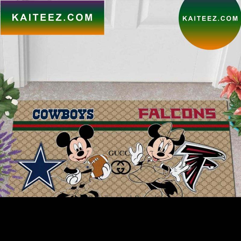 NFL Cowboys vs Falcons Gucci Mickey Minnie Mouse Disney Doormat NFL Cowboys vs Falcons Gucci Mickey Minnie Mouse Disney Doormat