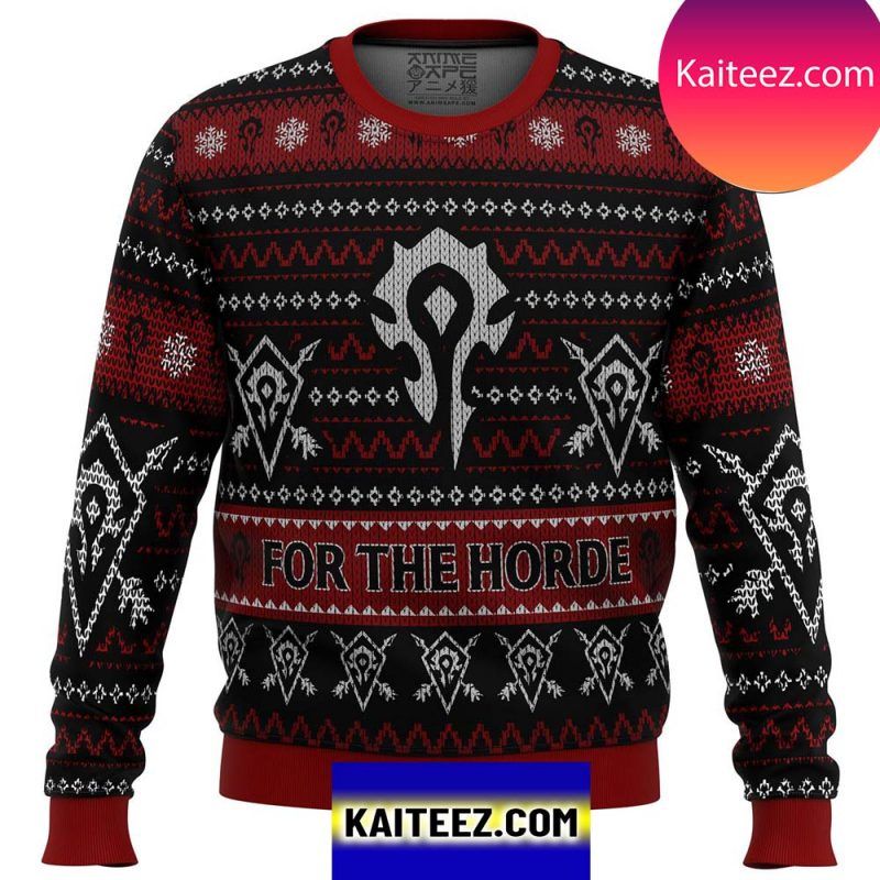 New World Of Warcraft For The Horde Christmas Ugly Sweater New World Of Warcraft For The Horde Christmas Ugly Sweater