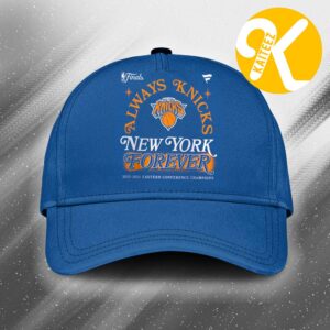 New York Knicks Finals Merch 2026 NBA Eastern Conference Champions Hometown New York Forever Blue Classic Cap Hat Snapback