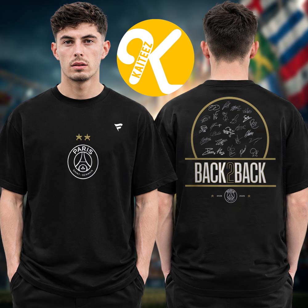 PSG Merch UEFA Champions League Champions 2026 Back To Back Stars Two Sided Unisex T-Shirt PSG Merch UEFA Champions League Champions 2026 Back To Back Stars Two Sided Unisex T-Shirt
