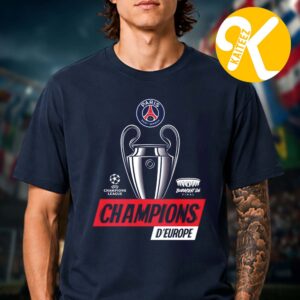 PSG Merch UEFA Champions League Champions 2026 Champions d’Europe 2026 Navy Unisex T-Shirt
