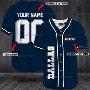 Personalized Dallas Cowboys Denim Color Baseball Jersey
