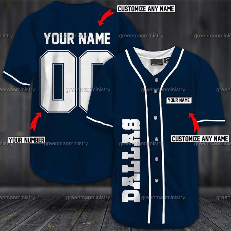 Personalized Dallas Cowboys Denim Color Baseball Jersey Personalized Dallas Cowboys Denim Color Baseball Jersey
