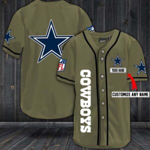Personalized Dallas Cowboys NFL Light Brown Color Baseball Jersey