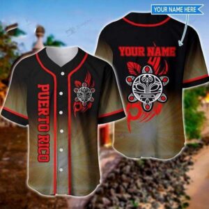 Personalized Puerto Rico Black Yellow Light Baseball Jersey