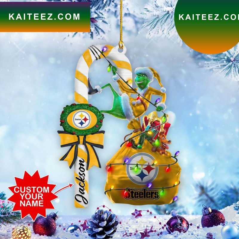 Pittsburgh Steelers NFL Custom Name Grinch Candy Cane Grinch Decorations Outdoor Ornament Pittsburgh Steelers NFL Custom Name Grinch Candy Cane Grinch Decorations Outdoor Ornament