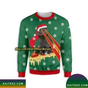 Pizza Cat With Laser Eyes Ugly Sweater