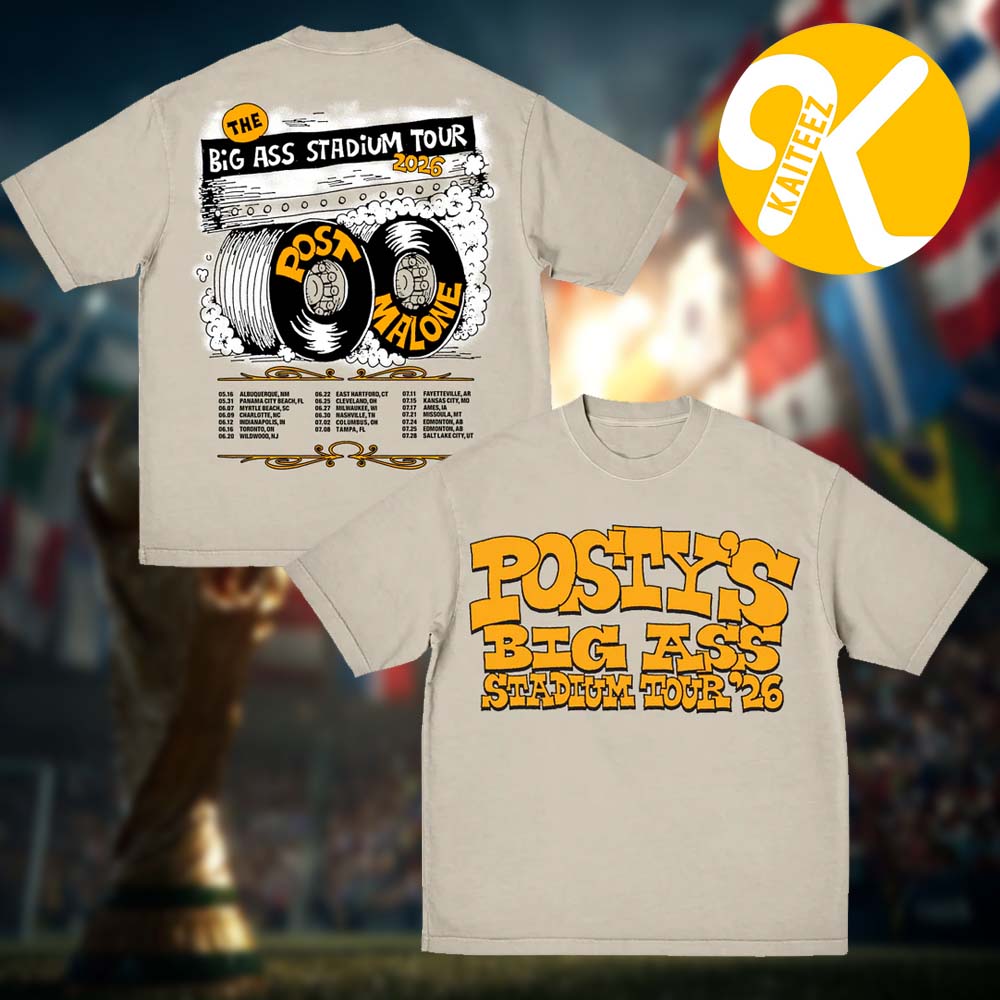 Post Malone Merch The Big Ass Stadium Tour 2026 Tire Sand Two Sided Unisex T-Shirt Post Malone Merch The Big Ass Stadium Tour 2026 Tire Sand Two Sided Unisex T-Shirt