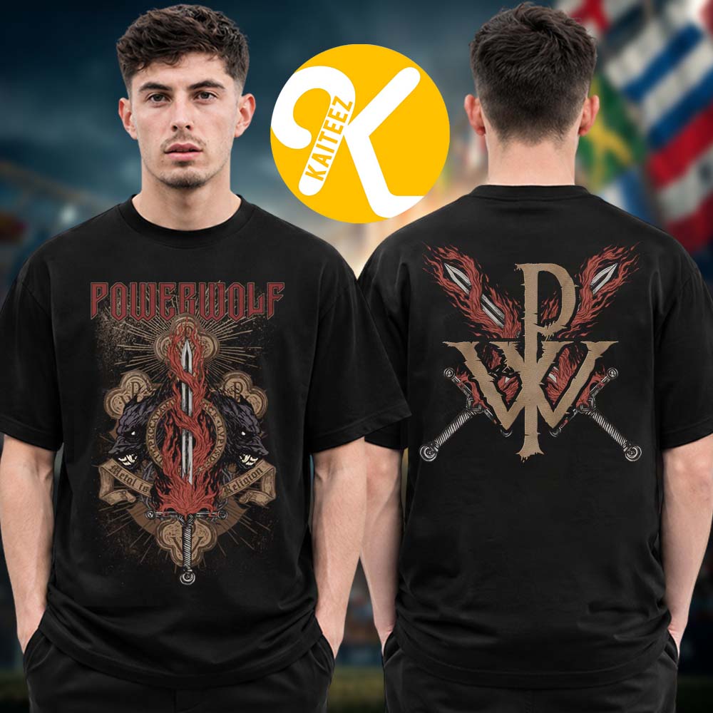 Powerwolf Merch Sermon Of Swords Two Sided Unisex T-Shirt Powerwolf Merch Sermon Of Swords Two Sided Unisex T-Shirt