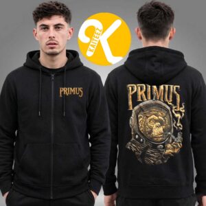 Primus Merch The Clay Pool Gold Tour 2026 Astronaut Monkey Zip Up Hoodie Shirt
