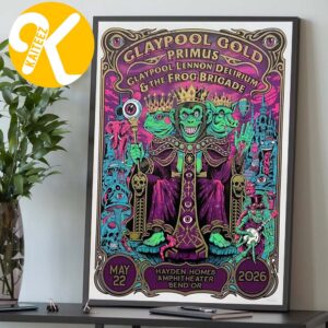 Primus The Clay Pool Gold Tour 2026 Limited Edition Poster At Hayden Homes Amphitheater In Bend Or On May 22 2026 Home Decor Poster Canvas