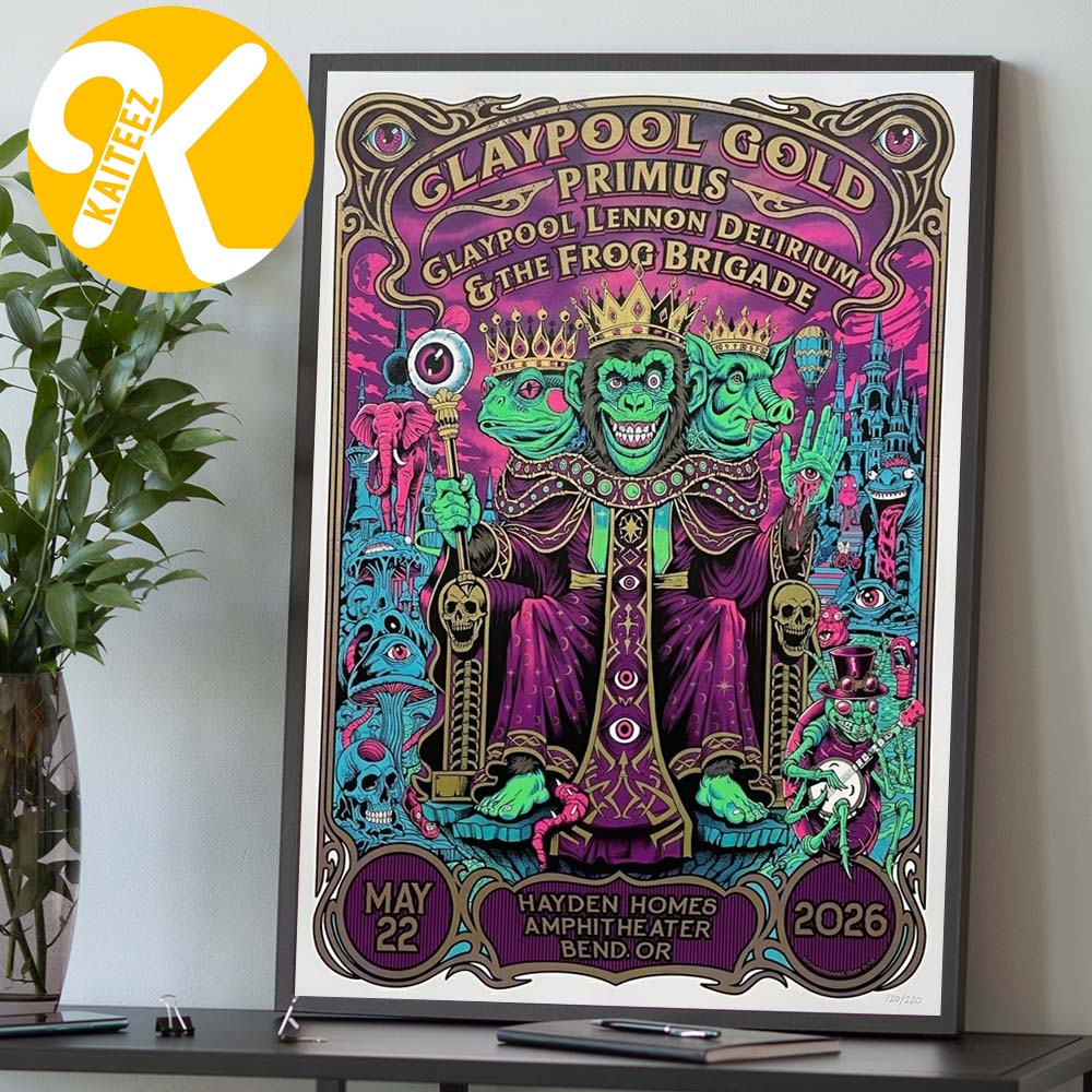 Primus The Clay Pool Gold Tour 2026 Limited Edition Poster At Hayden Homes Amphitheater In Bend Or On May 22 2026 Home Decor Poster Canvas Primus The Clay Pool Gold Tour 2026 Limited Edition Poster At Hayden Homes Amphitheater In Bend Or On May 22 2026 Home Decor Poster Canvas