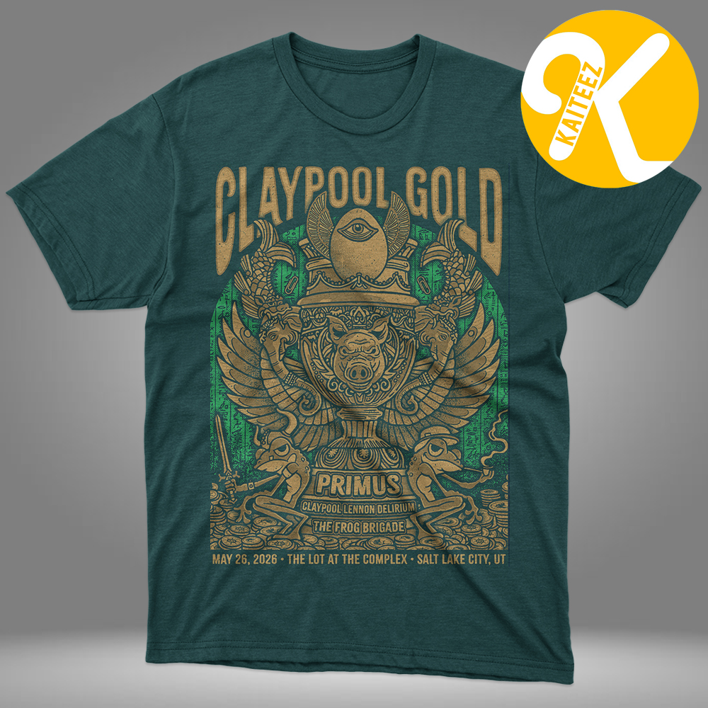 Primus The Claypool Gold Tour 2026 The Lot At The Complex In Salt Lake City UT On May 26 2026 Green Unisex T-Shirt Primus The Claypool Gold Tour 2026 The Lot At The Complex In Salt Lake City UT On May 26 2026 Green Unisex T-Shirt