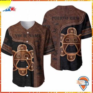 Puerto Rico Leather Pattern Baseball Jersey