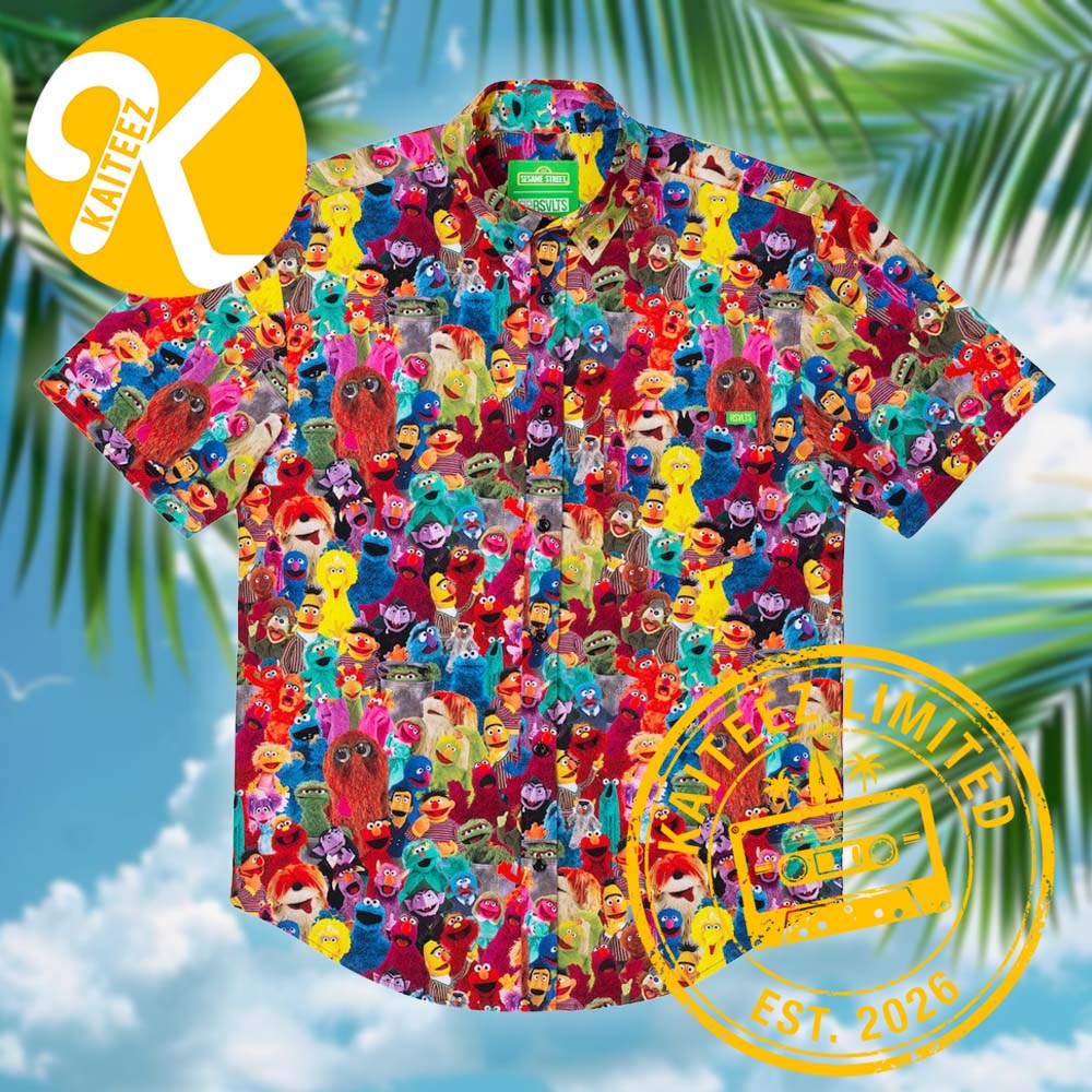 Sesame Street Block Party RSVLTS Collection Summer Hawaiian Shirt Sesame Street Block Party RSVLTS Collection Summer Hawaiian Shirt