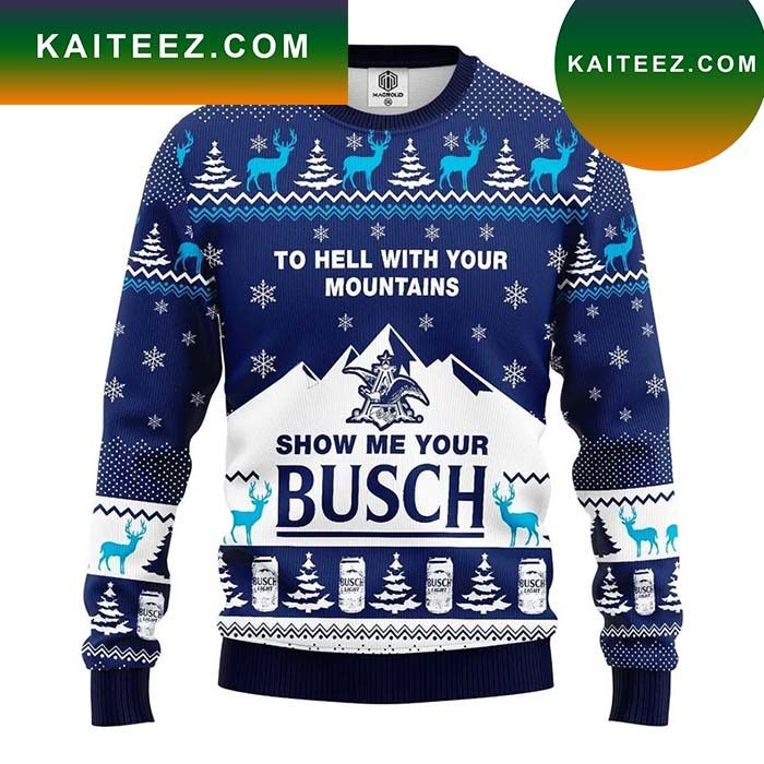 Show Me Your Busch Beer Knitted Christmas Ugly Sweater Show Me Your Busch Beer Knitted Christmas Ugly Sweater