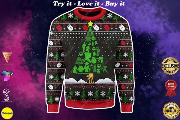 Star Wars Character christmas tree all Star Wars Christmas Ugly Sweater Star Wars Character christmas tree all Star Wars Christmas Ugly Sweater